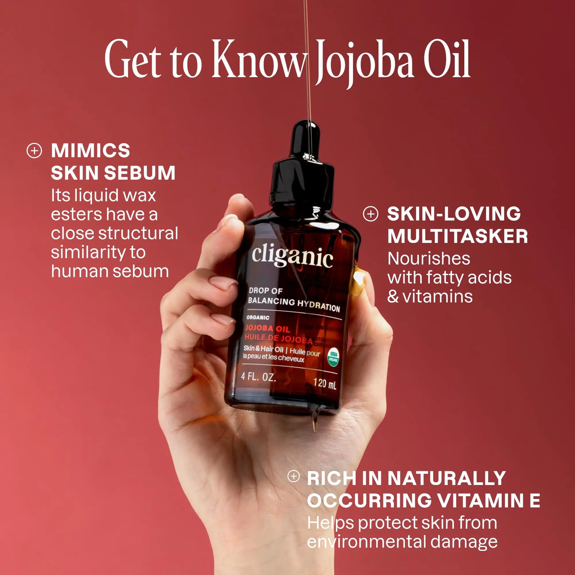 Cliganic Organic Jojoba Oil, 100% Pure (4oz) Cliganic