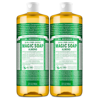 Dr. Bronner's Pure-Castile Magic Liquid Soap (Almond, 32 Ounce, 2-Pack) Dr. Bronner's