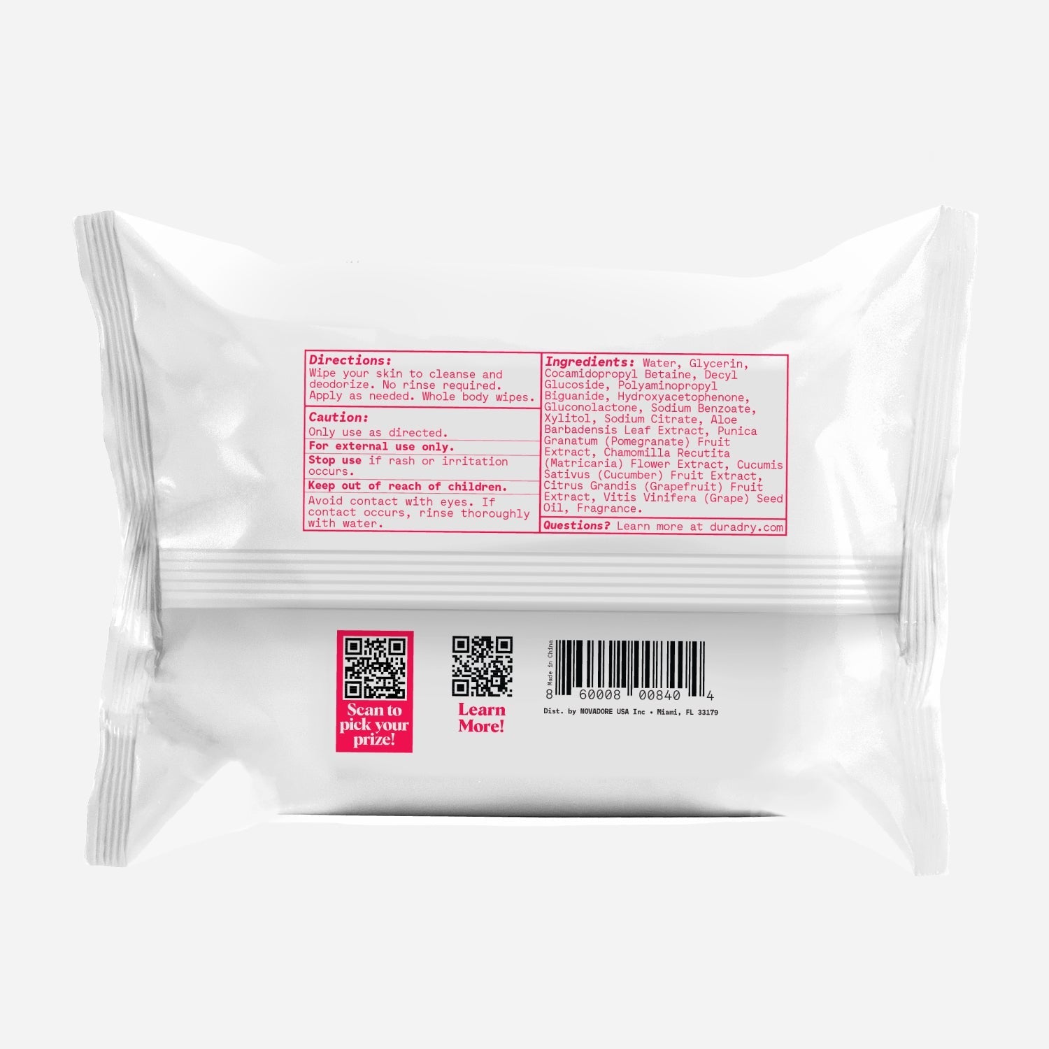 Duradry Whole Body Deodorant Wipes Duradry